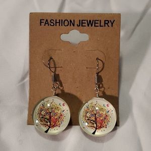NEW Tree of Life Glass Dome Earrings